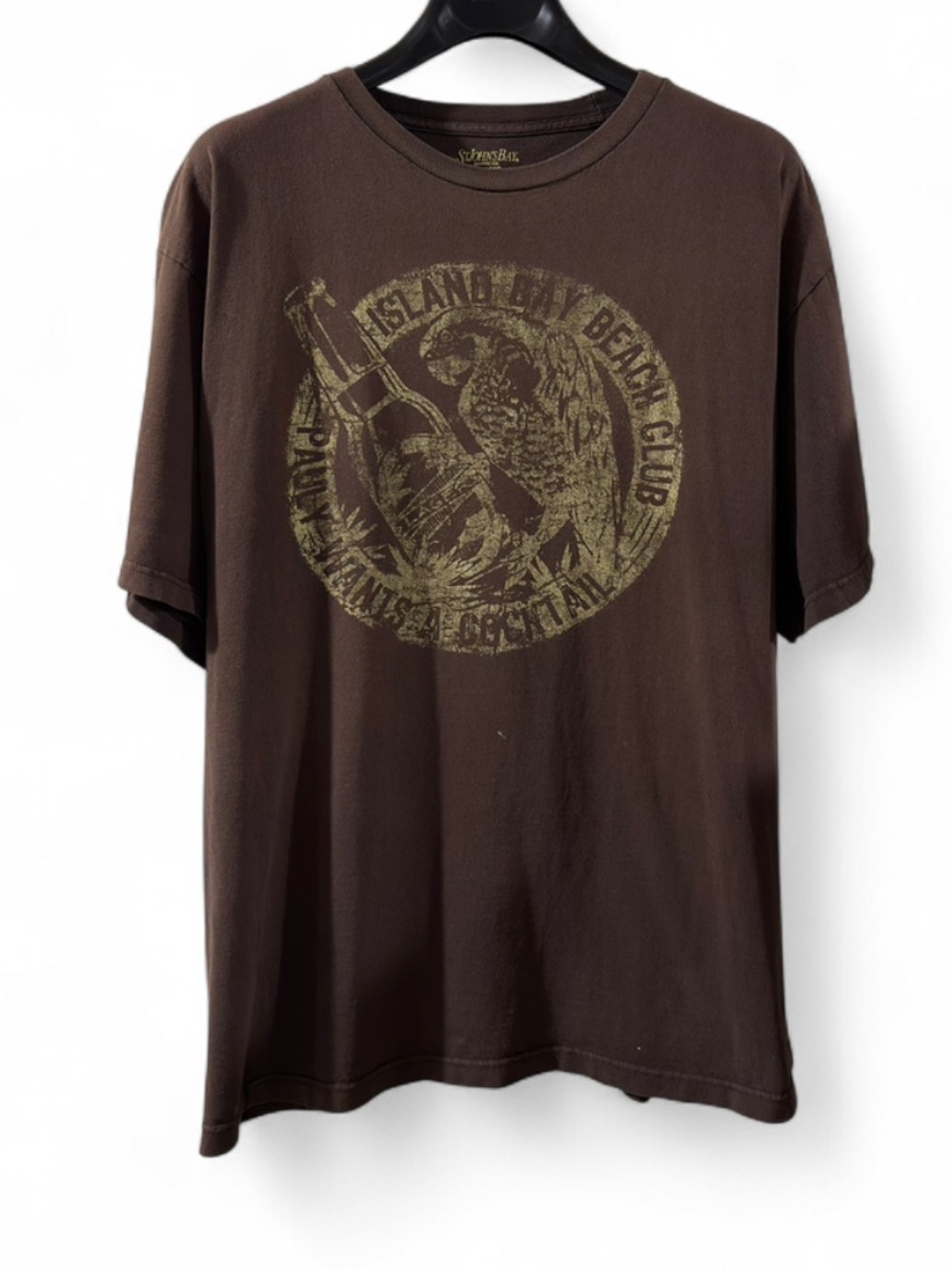 Y2K Island Vacation Parrot Brown Graphic Crewneck T‑Shirt Size Men’s 2XL